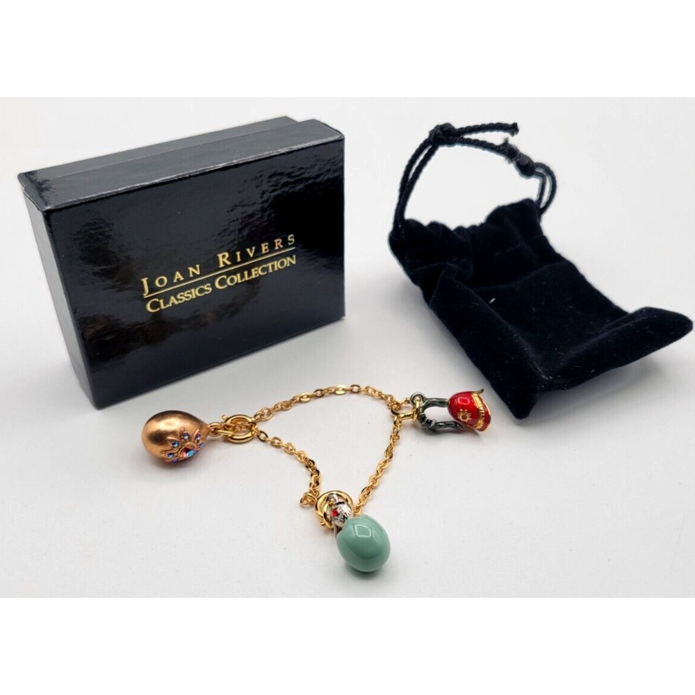 JOAN RIVERS CLASSIC COLLECTION ENAMEL‎ CHARMS EXTENDER Red Helmet Golden Egg